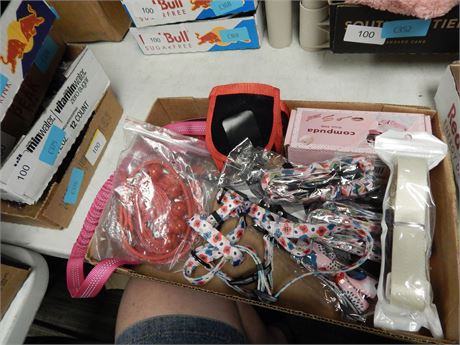 Dog Leashes and Collars and a muzzle