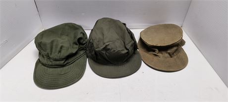 3 Military Hats. (Foam Head Not Included)