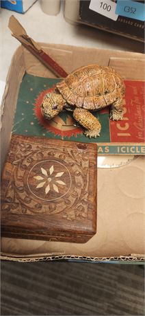 Turtle and small wood box