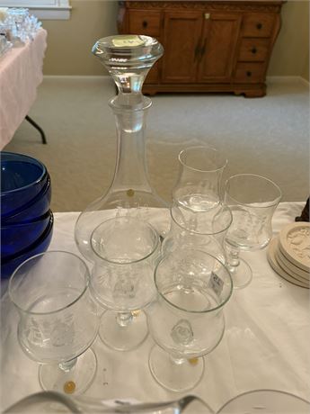 Nautical Theme Decanter and Glasses