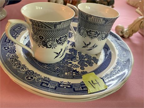 Plates and Cups, Queen's China, Spode Blue Room