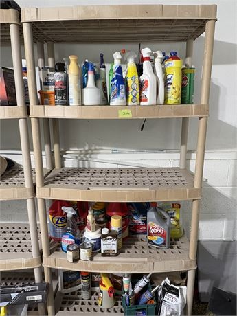 Plastic Shelf and Cleaners Lot