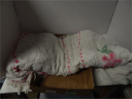 Chenille Blanket. Has Damage To It. Has Holes Will Need Repaired.