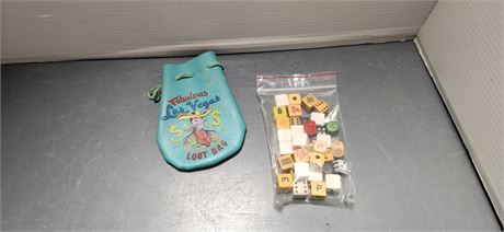 Vintage Las Vegas Loot Bag & Board Game Pieces