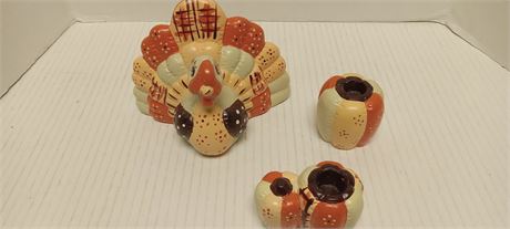 Thanksgiving Decorative Turkey Candle Holders & Turkey Statue