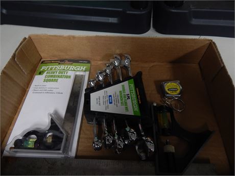 Pittsburgh Double End Flare Nut Wrench Set & Combination Square & More