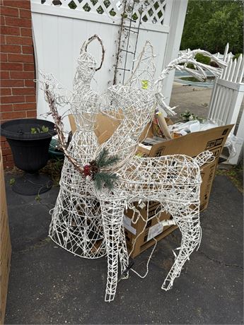 Large Lighted Angel and Deer