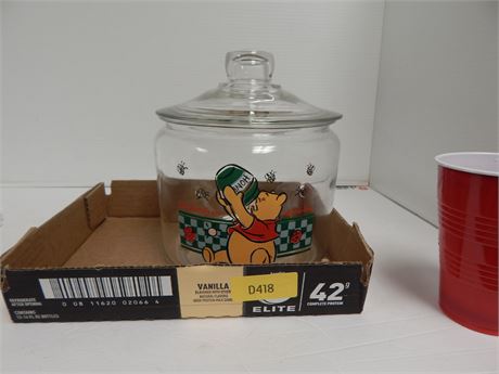Winnie The Pooh Glass Container & Decorative Clear Glass Candle Holders