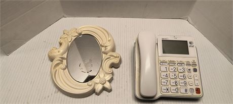 Vintage Telephone & Vintage Wall Mirror
