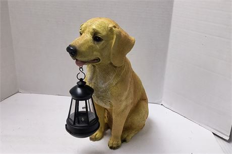 Dog Holding A light Statue