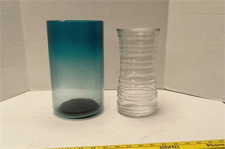 2 Glass Flower Vases