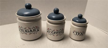 Lot Of Ceramic Storage Containers. One Has Chip In It
