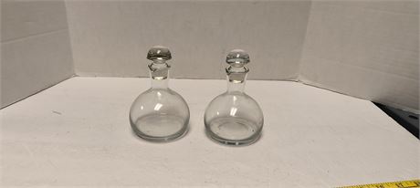 2 Clear Glass Decanters