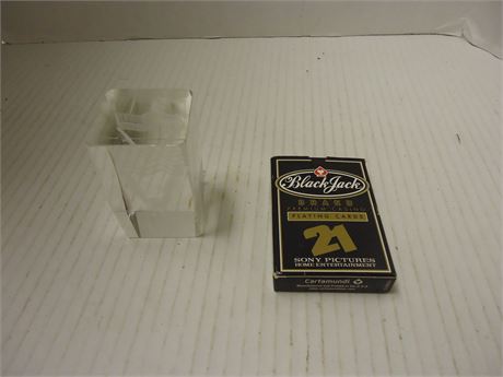 Playing Cards & GlassPaperweight
