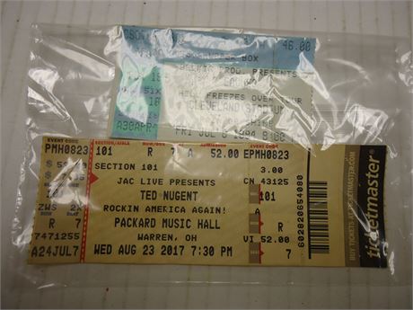 Ted Nugent & Eagles Concert Ticket Stubs