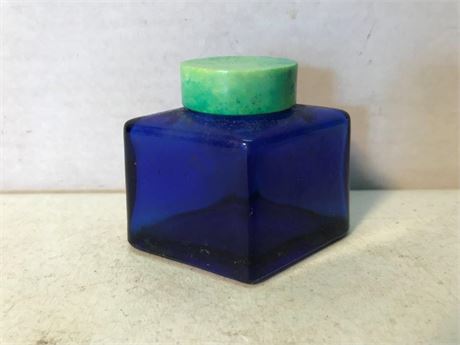 Vintage Parker Pen Cobalt Blue Diamond Shape Ink Bottle