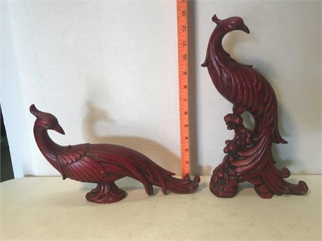 Syroco Style Signed Peacock Ceramic