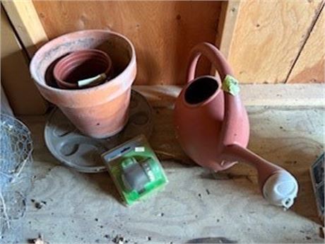 Flower Pots, Watering Can