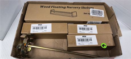 Wood Floating Nursery Shelves & Black Dry Erase Boards For Refrigerators