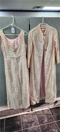 Vintage Pink Formal Dress With Matching Over Coat