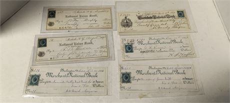 Vintage Checks With Revenue Stamps