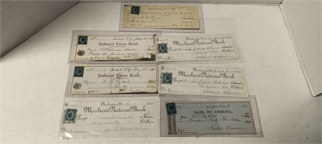 Vintage Checks With Revenue Stamps