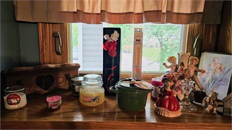 Decor, candles,  small shelf