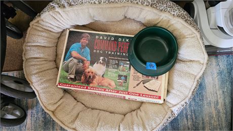 Dog bed, pet dish