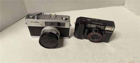 Minolta Hi-matic 7 Camera & Canon Sure Shot Camera