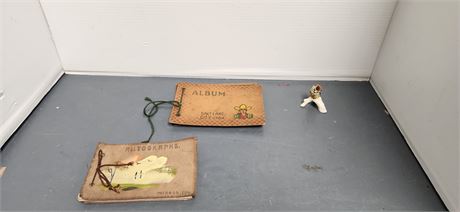 Vintage Goebel Owl Statue & Vintage Photo Album & Autograph Book