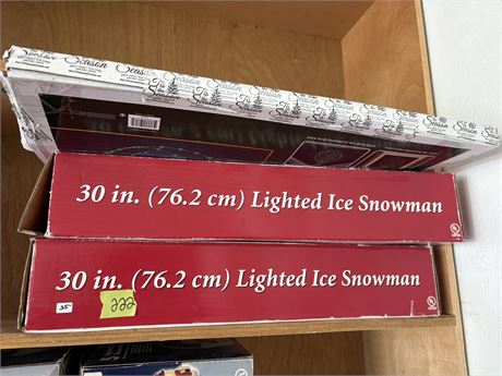 30" Lighted Snowmen Ice Snowmen (2) and Lighted Decor