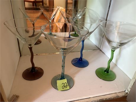 Colored Stem Martini Glasses