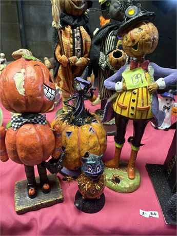 Halloween Decor Pumpkin Statues (4), Figures in background NOT included
