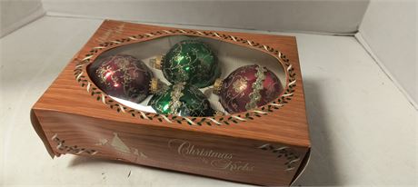 Flat Of Vintage Christmas Ornaments