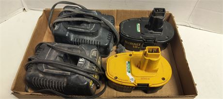 Flat Of Cordless Tool Batteries & Chargers