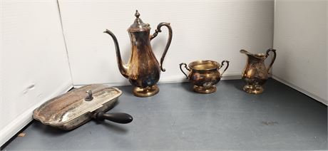 Vintage Silver Plate Butler Crumb Catcher & More