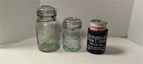 Vintage Atlas Glass Mason Jars & Vintage Can & Cozy Cover