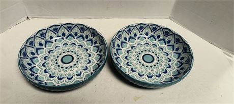 2 Embossed Serving Bowls