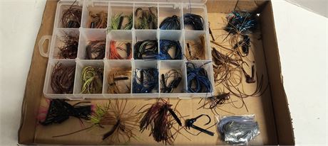 Lot Of Fishing Jig Lures & Plastic Storage Case