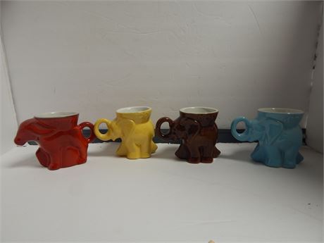 Vintage Frankoma  Art Pottery Elephant Mugs