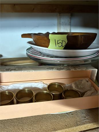Wood Bowl, Plates, Napkin Rings