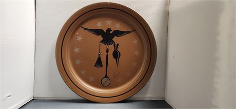 Metal Tole Tray With Eagle & Vintage Hand painted Tray & Stove & Counter Mat