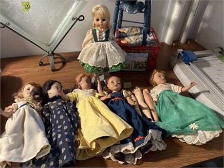 Vintage Dolls and High Chair