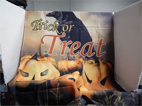 Halloween House Flag &  Coffin With Spider Lights