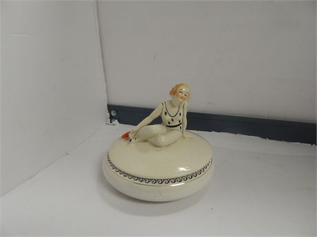 Vintage Lady Sitting On Trinket Box
