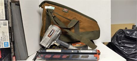 Paslode Powermaster Plus Framing Gun & Framing Nails & Bucket Boss Canvas Bag
