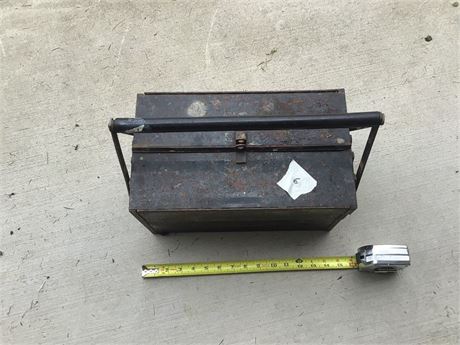 Vintage Tool Box with Miscellaneous Items
