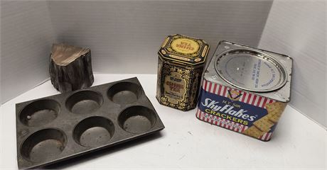 Vintage Advertisement Tins & Baking Pan & More