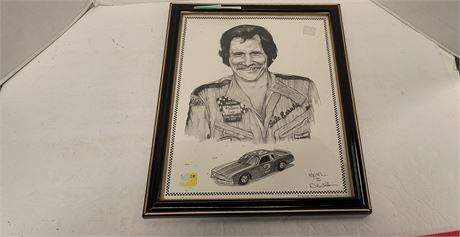Wood Framed Young Dale Earnhardt Portrait