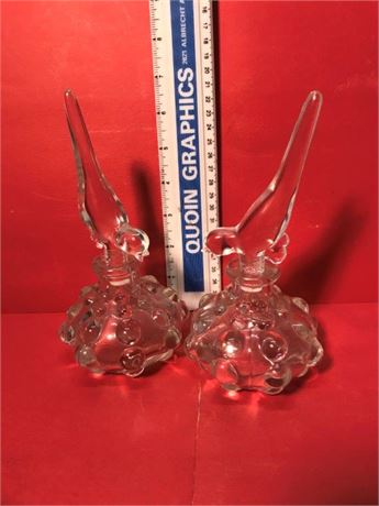 Pair of Glass Bird Decanters